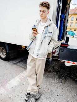 Cropp Denim|Sety*Jeansowa kurtka katanka oversize jasnyszary