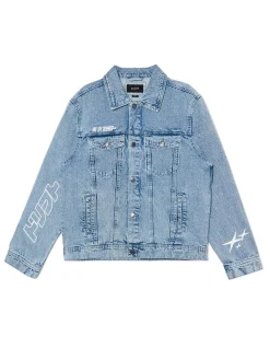 Cropp Kurtki, Płaszcze*Jeansowa kurtka z nadrukami niebieski