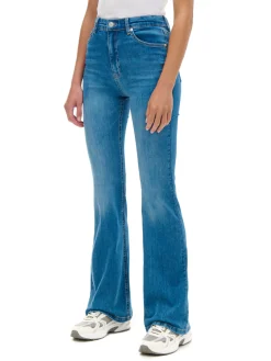Cropp Jeansy*Jeansowe spodnie slim flare niebieski