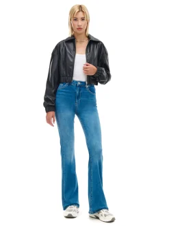 Cropp Jeansy*Jeansowe spodnie slim flare niebieski