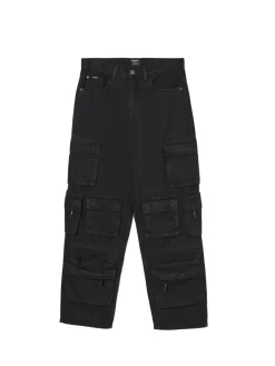 Cropp Jeansy|Baggy*Jeansy baggy multipockets czarny