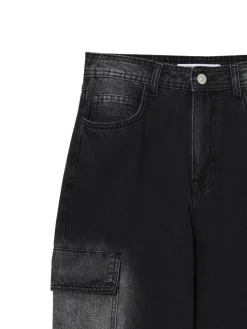 Cropp Jeansy*Jeansy baggy TALL z efektem sprania czarny