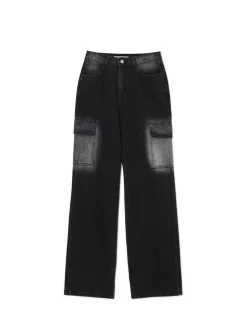 Cropp Jeansy*Jeansy baggy TALL z efektem sprania czarny