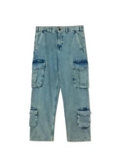 Cropp Jeansy|Baggy*Jeansy baggy z kieszeniami cargo niebieski