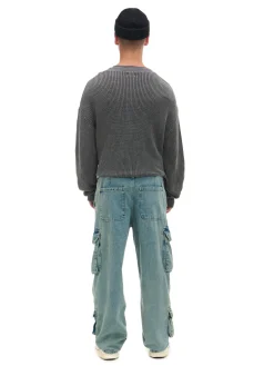 Cropp Jeansy|Baggy*Jeansy baggy z kieszeniami cargo niebieski