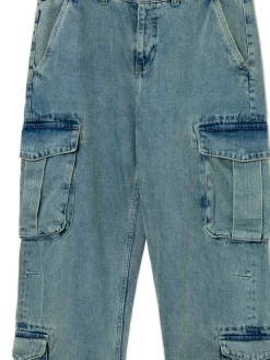 Cropp Jeansy|Baggy*Jeansy baggy z kieszeniami cargo niebieski