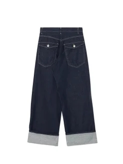 Cropp Jeansy*Jeansy baggy z podwiniętymi nogawkami granatowy