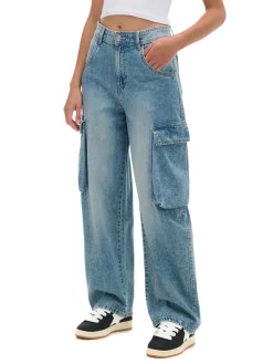 Cropp Jeansy*Jeansy skater z efektem sprania niebieski