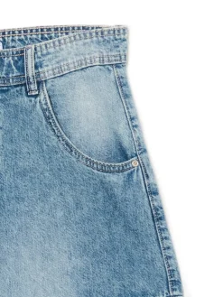 Cropp Jeansy*Jeansy skater z efektem sprania niebieski