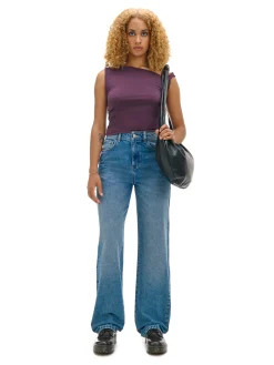 Cropp Jeansy*Jeansy straight z efektem sprania niebieski