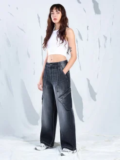 Cropp Jeansy*Jeansy super baggy czarny