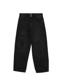 Cropp Jeansy|Baggy*Jeansy super baggy z przetarciami czarny