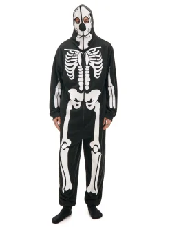 Cropp Snuddie, Onesie|Cozy*Jednoczęściowa piżama onesie z kościotrupem czarny