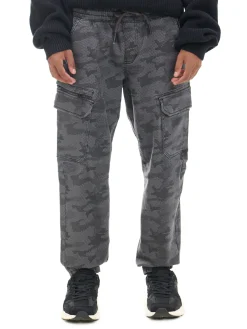 Cropp Spodnie*Joggery cargo z nadrukiem moro szary