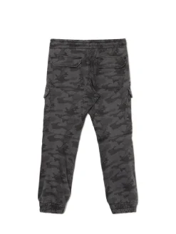 Cropp Spodnie*Joggery cargo z nadrukiem moro szary