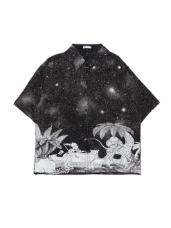 Cropp Koszule, Bluzki*Koszula oversize z artystycznym nadrukiem wielobarwny