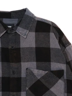 Cropp Koszule*Koszula w kratę z kieszonką surowygranatowy