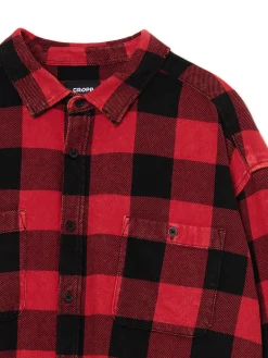 Cropp Koszule*Koszula w kratę z postrzępieniami czerwony