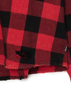 Cropp Koszule*Koszula w kratę z postrzępieniami czerwony