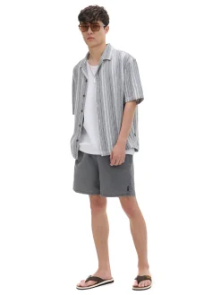 Cropp Koszule*Koszula z krótkim rękawem w paski jasnyszary