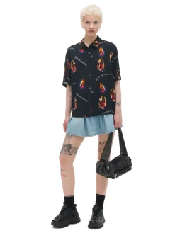 Cropp Koszule, Bluzki*Koszula z nadrukiem z różami czarny