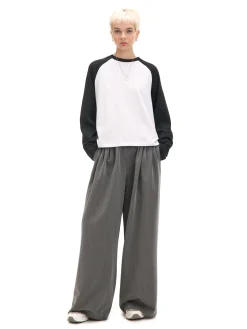 Cropp Koszulki, Topy*Koszulka longsleeve z czarnymi rękawami biały