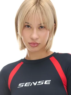 Cropp Koszulki, Topy*Koszulka longsleeve z racingowym nadrukiem czarny