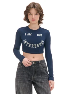 Cropp Koszulki, Topy*Koszulka longsleeve z uśmiechniętym nadrukiem granatowy