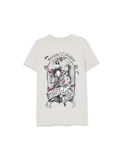 Cropp Koszulki, Topy*Koszulka oversize Miasteczko Halloween jasnyszary