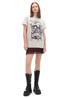 Cropp Koszulki, Topy*Koszulka oversize Miasteczko Halloween jasnyszary