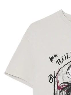 Cropp Koszulki, Topy*Koszulka oversize Miasteczko Halloween jasnyszary