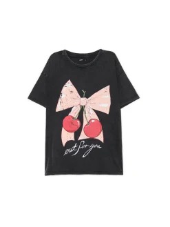 Cropp Koszulki, Topy*Koszulka oversize z motywem wiśni szary