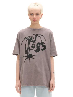 Cropp Koszulki, Topy*Koszulka oversize z nadrukiem brązowy