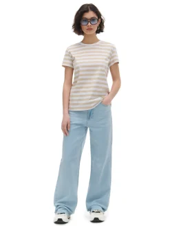 Cropp Koszulki, Topy*Koszulka w paski beżowy