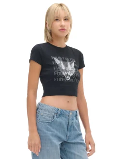 Cropp Koszulki, Topy*Koszulka z nadrukiem kota czarny