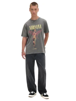 Cropp Koszulki*Koszulka z nadrukiem Nirvana szary