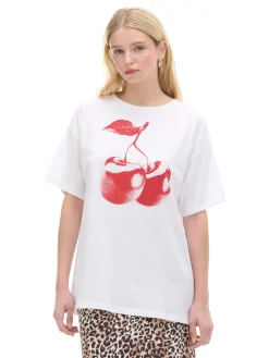 Cropp Koszulki, Topy*Koszulka z nadrukiem wiśni biały