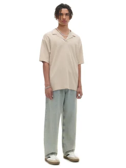 Cropp Koszulki*Kremowa gładka koszulka polo kremowy