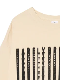 Cropp Koszulki, Topy*Kremowa koszulka oversize z nadrukiem kremowy