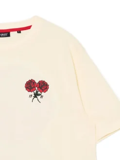 Cropp Koszulki*Kremowa koszulka z nadrukiem czerwonych róż kremowy
