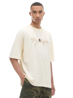 Cropp Koszulki*Kremowa koszulka z napisem kremowy