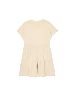 Cropp Sukienki, Kombinezony*Kremowa sukienka mini z marszczeniami kremowy