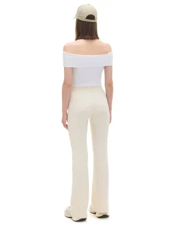 Cropp Spodnie*Kremowe dresy typu flare kremowy