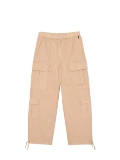 Cropp Spodnie*Kremowe spodnie cargo o luźnym kroju beżowy