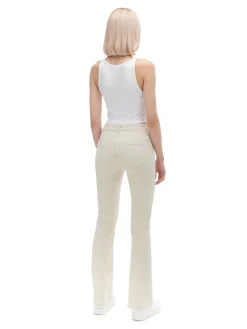 Cropp Spodnie*Kremowe spodnie flare kremowy
