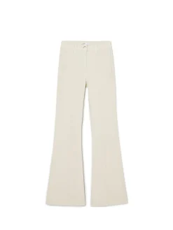 Cropp Spodnie*Kremowe spodnie flare kremowy