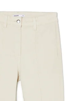 Cropp Spodnie*Kremowe spodnie flare kremowy