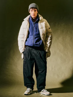 Cropp Kurtki Zimowe|Kurtki, Płaszcze*pikowany płaszcz z kapturem kremowy