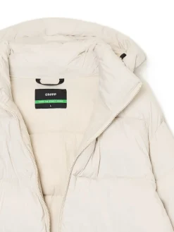 Cropp Kurtki Zimowe|Kurtki, Płaszcze*pikowany płaszcz z kapturem kremowy