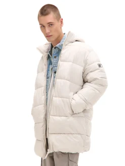 Cropp Kurtki Zimowe|Kurtki, Płaszcze*pikowany płaszcz z kapturem kremowy